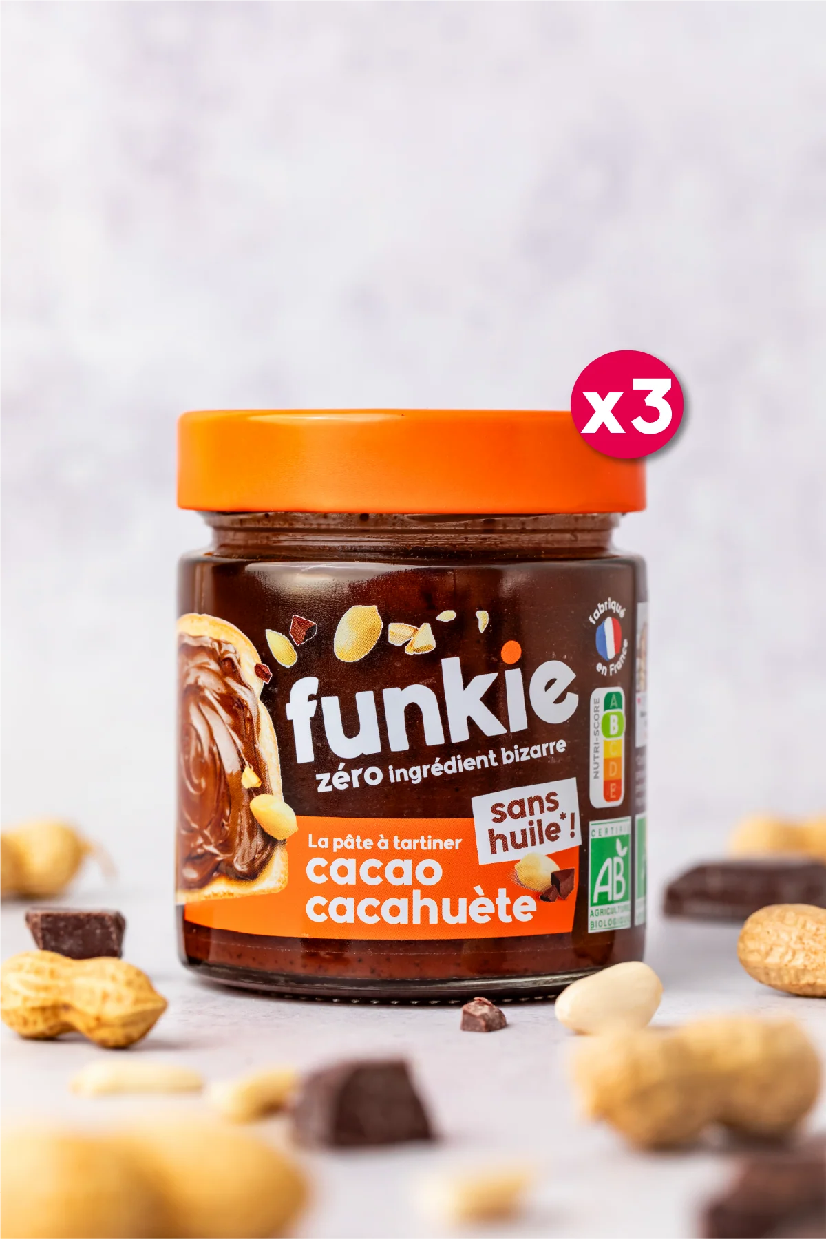 LOT pâtes à tartiner Onctueuse • Cacao Cacahuète x3